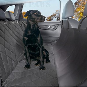 Pet-Seat-Cover-Waterproof-with-2-Bonus-Pet-Car-Seat-Belts-2-Harnesses-Hammock-Side-Flaps-Seat-Anchors-Non-Slip-Silicone-Quilted-Machine-Washable-for-Cars-Trucks-SUVs-Vehicles-Lifetime-Warranty-Black-0